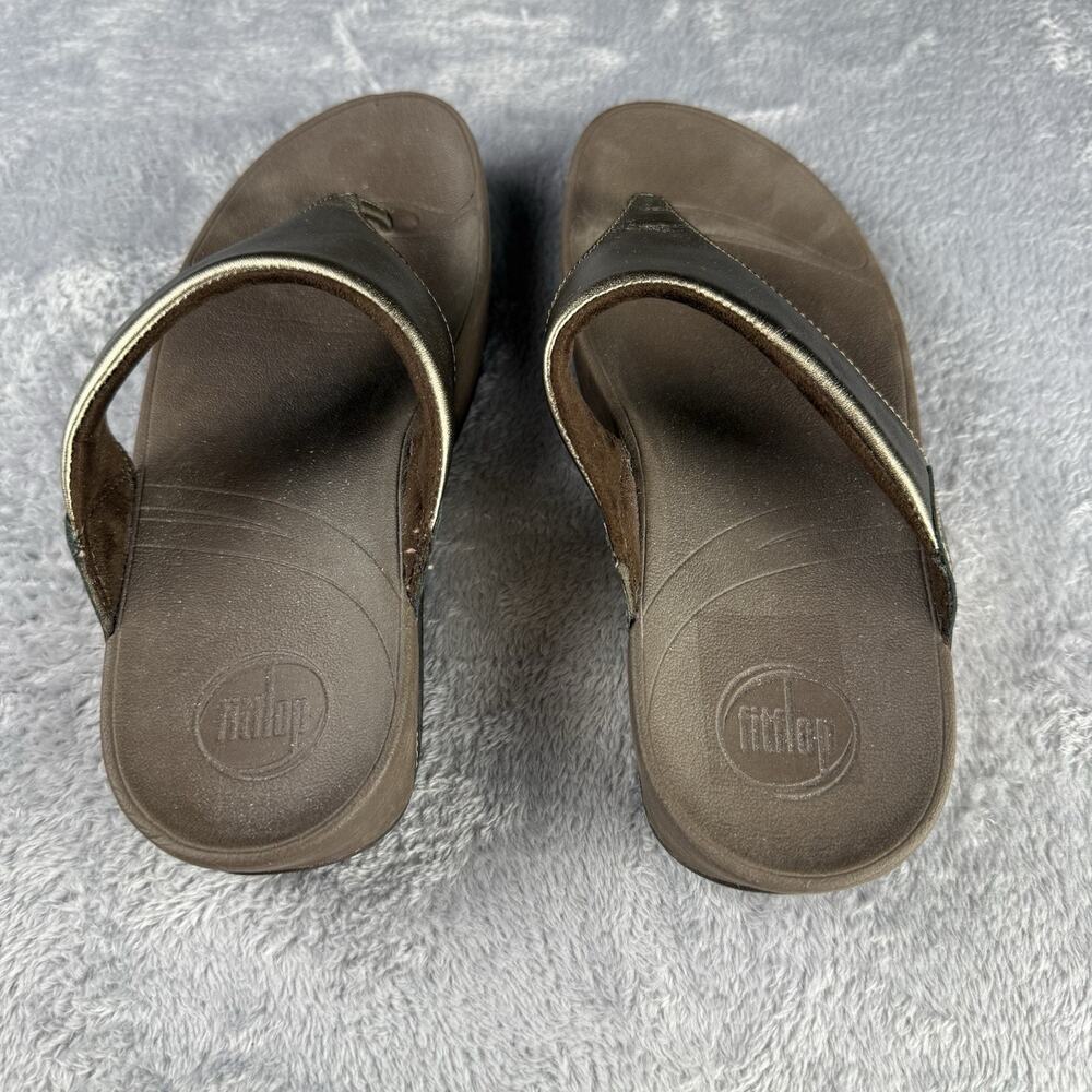 Fitflop Metallic Bronze Thong Sandals with Shimmery Upper - Picture 3 of 7